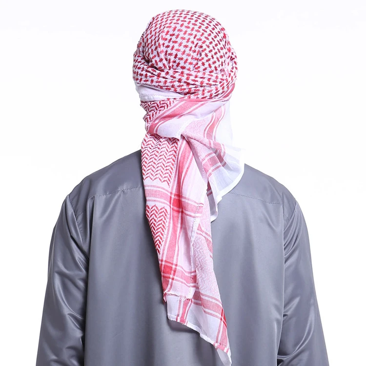 Mens Islamic keffiyeh Arab Prayer Scarf Checked Traditional Costumes Muslim Turban Hijab