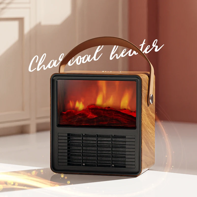 2024 hot sale unique household 3D Simulated flame 1200w 220v Portable Ptc Infrared electric Heater desktop mini fireplace heater
