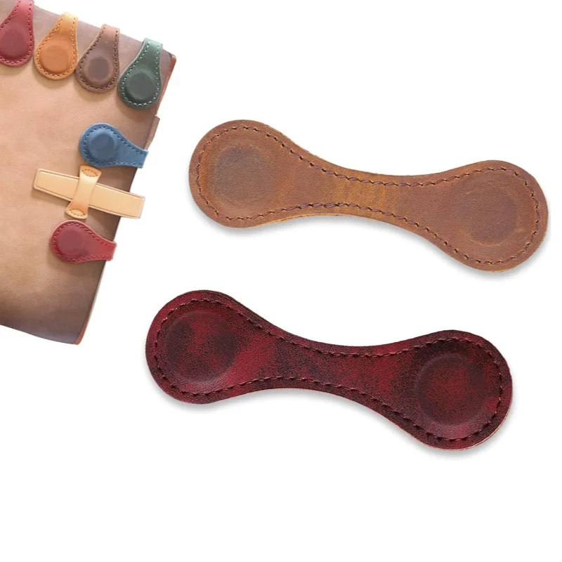 Vintage Full Grain Leather Book Mark Magnetic Bookmarks Double-Sided Magnetic Page Markers Convenient Bookmarks
