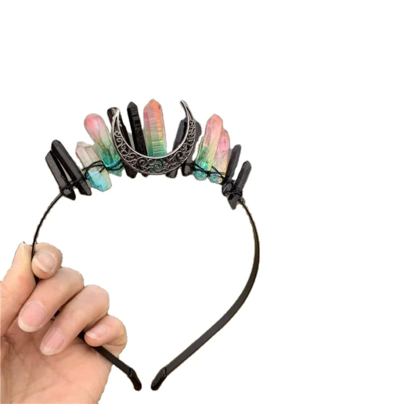 2023  TS  Wholesale DIY witch branches natural crystal hair accessories rainbow thread 20 tooth hair comb