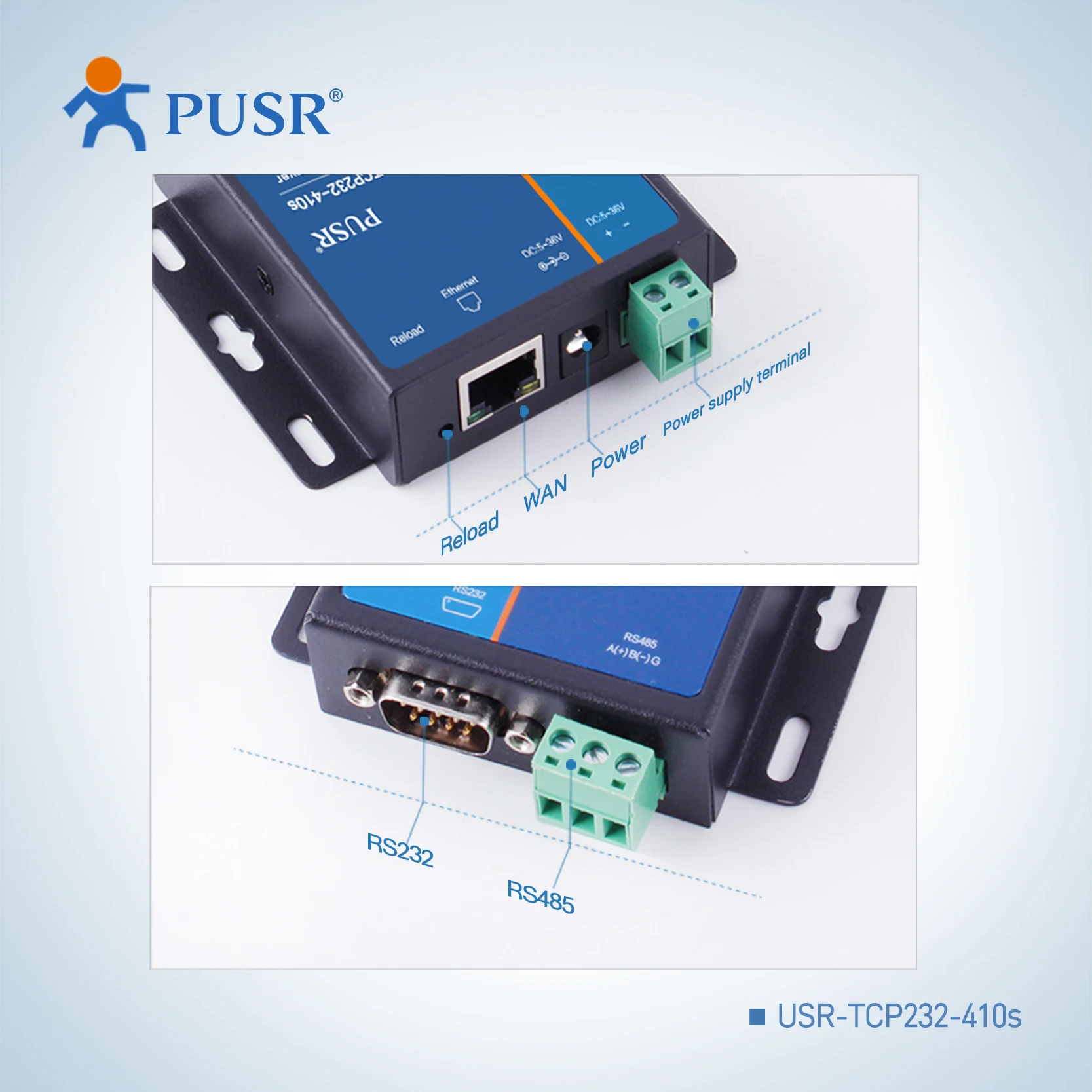 USR-TCP232-410s Serial Device Server Modbus rtu Gateway RS232 RS485  to Ethernet Converter Serial to Ethernet Converter