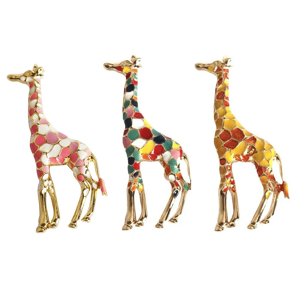 Fashion Cute Cartoon Animal Brooch Pin Color Giraffe Brooch Clothing Silk Scarf Buckle Decorative Corsage Brooches