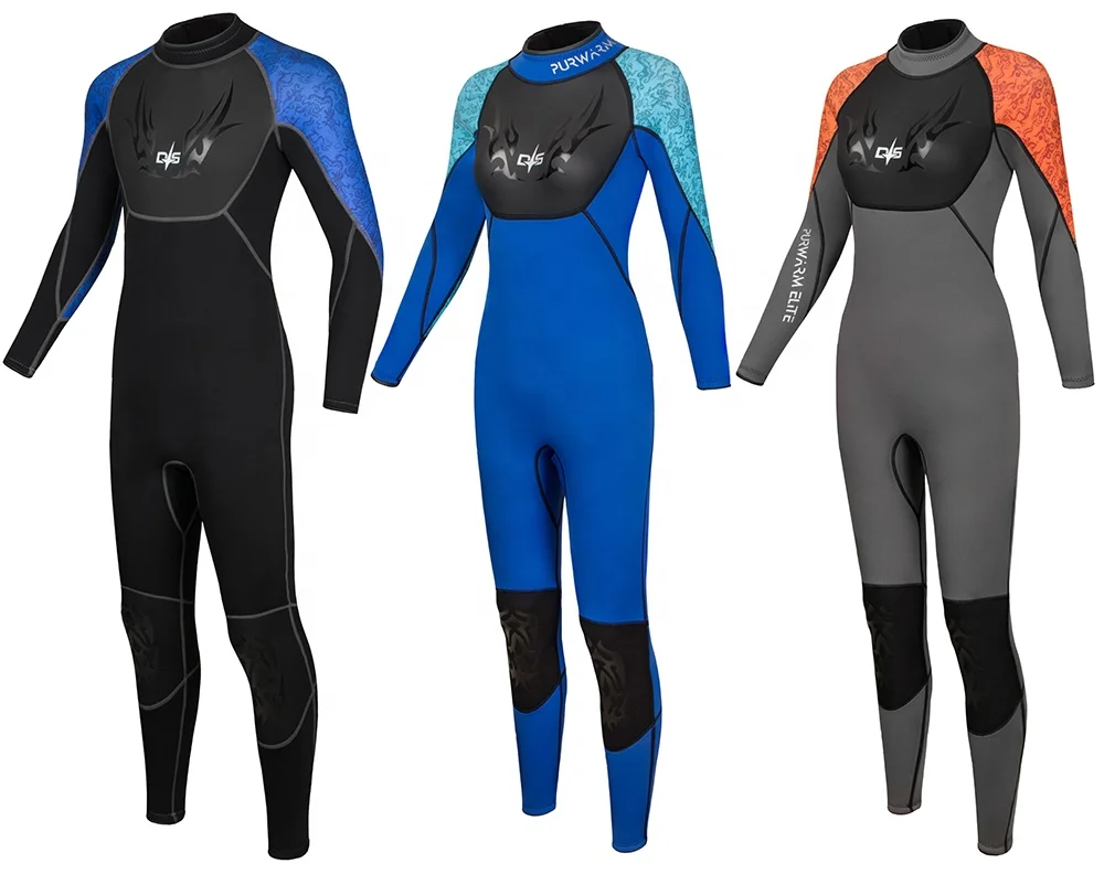 DIVESTAR New Design 3mm Neoprene Nylon Fabric  Flat lock Laminated Three Color Options Scuba Diving Wetsuit