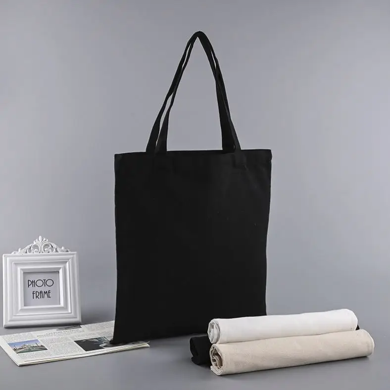 Custom Logo Printed Reusable Shopping Bag Size Square Zip Cotton Canvas Shoulder Bag With Zipper