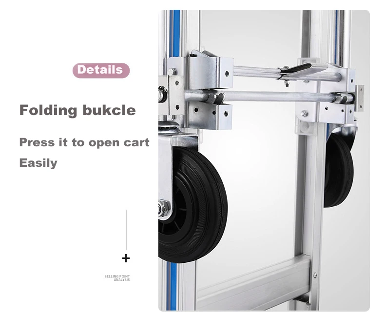 Aluminum alloy trolley Storage type folding cart Aluminum alloy two-in-one cart Four-wheel platform luggage cart Portable