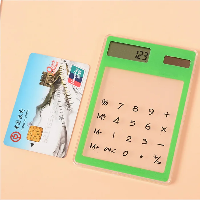 Mini Calculator Colorful Solar Power LCD 8 Digit Credit Card Electronic Transparent Calculator Black White