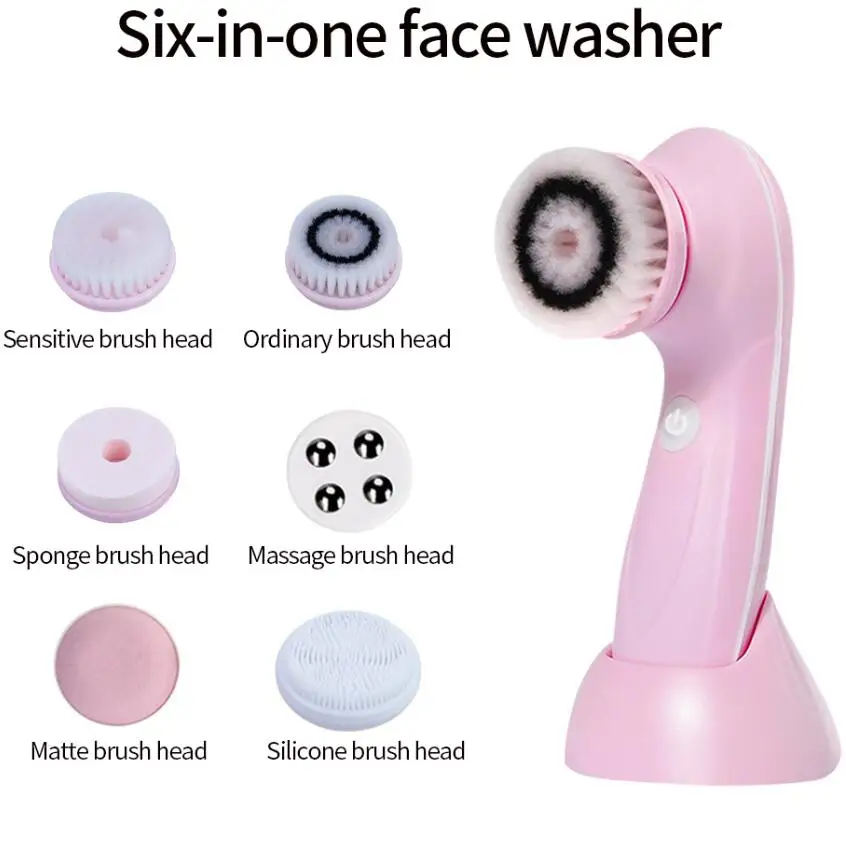 3-in-1 Electric Face Wash Brush Skin Clean Pore Cleaner SPA Beauty Relief Massager Rotating Rechargeable Facial Cleansing Brush
