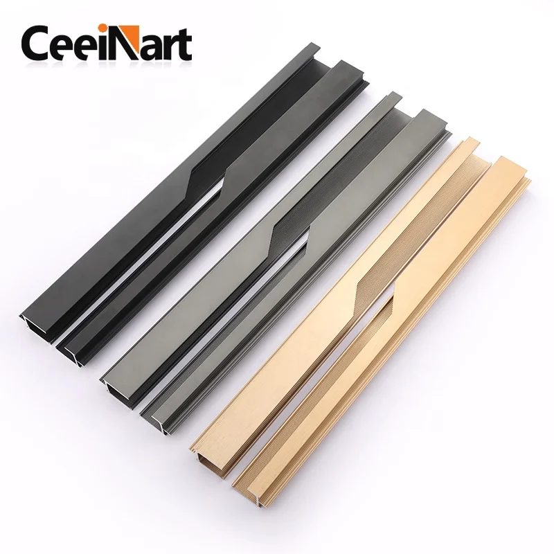 Ceeinart Light Luxury Handle Non Slotted Style Edge Sealing Handle Aluminum Alloy Profile Kitchen Door Handle with High Quality