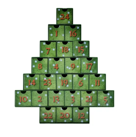 Custom PrintingCosmetic Candy Gift Cardboard Drawer Box Luxury Christmas Tree Advent Calendar Box sweets large christmas gift