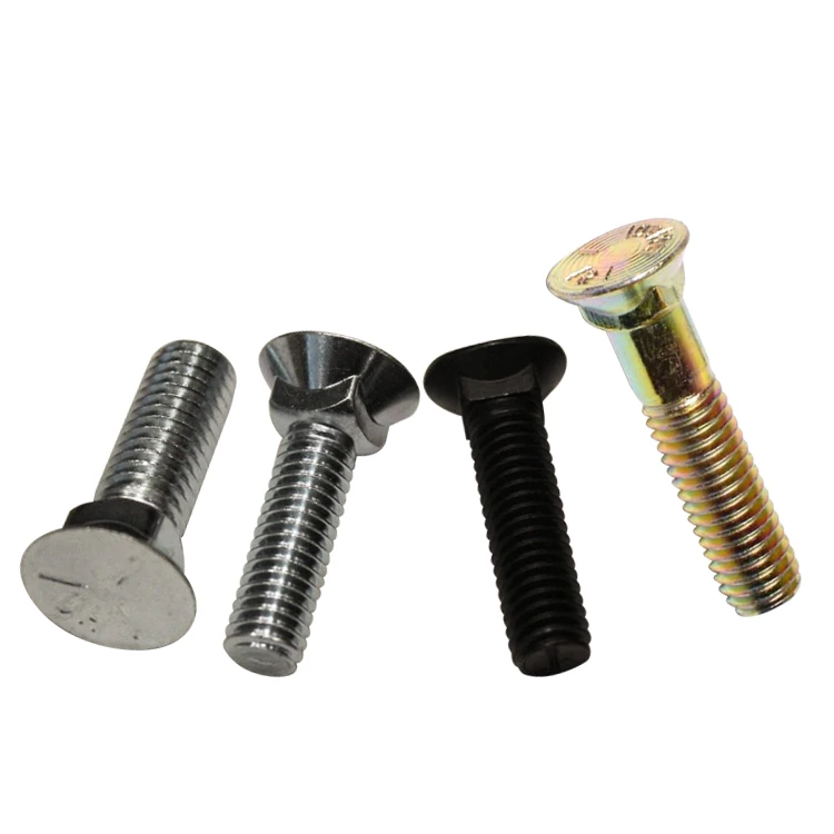 Custom zinc plated black steel flat dome head plow bolts