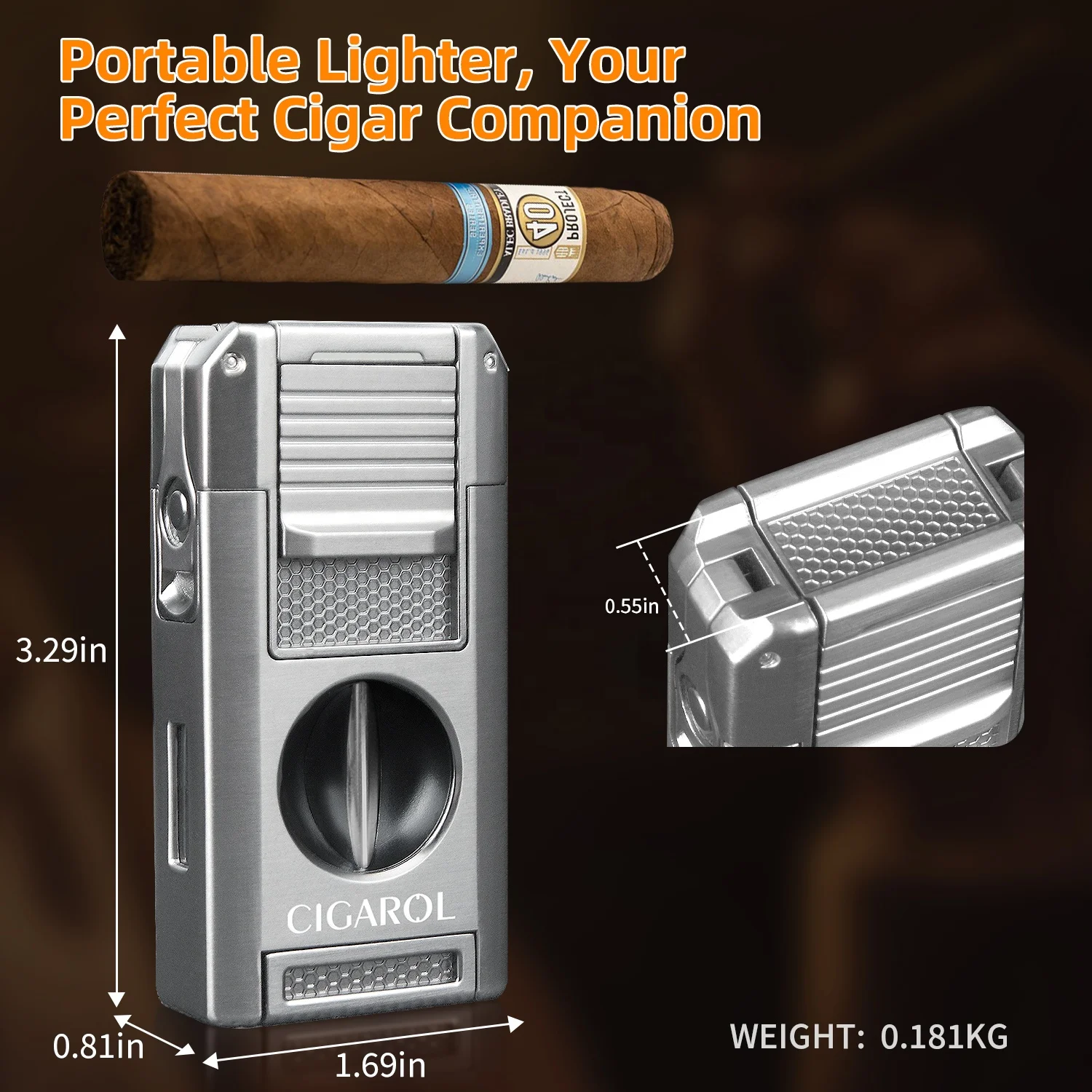 Wholesale luxury cigar vcutter butane torch lighter smoke shop accessories torch lighter cigar jet lighter
