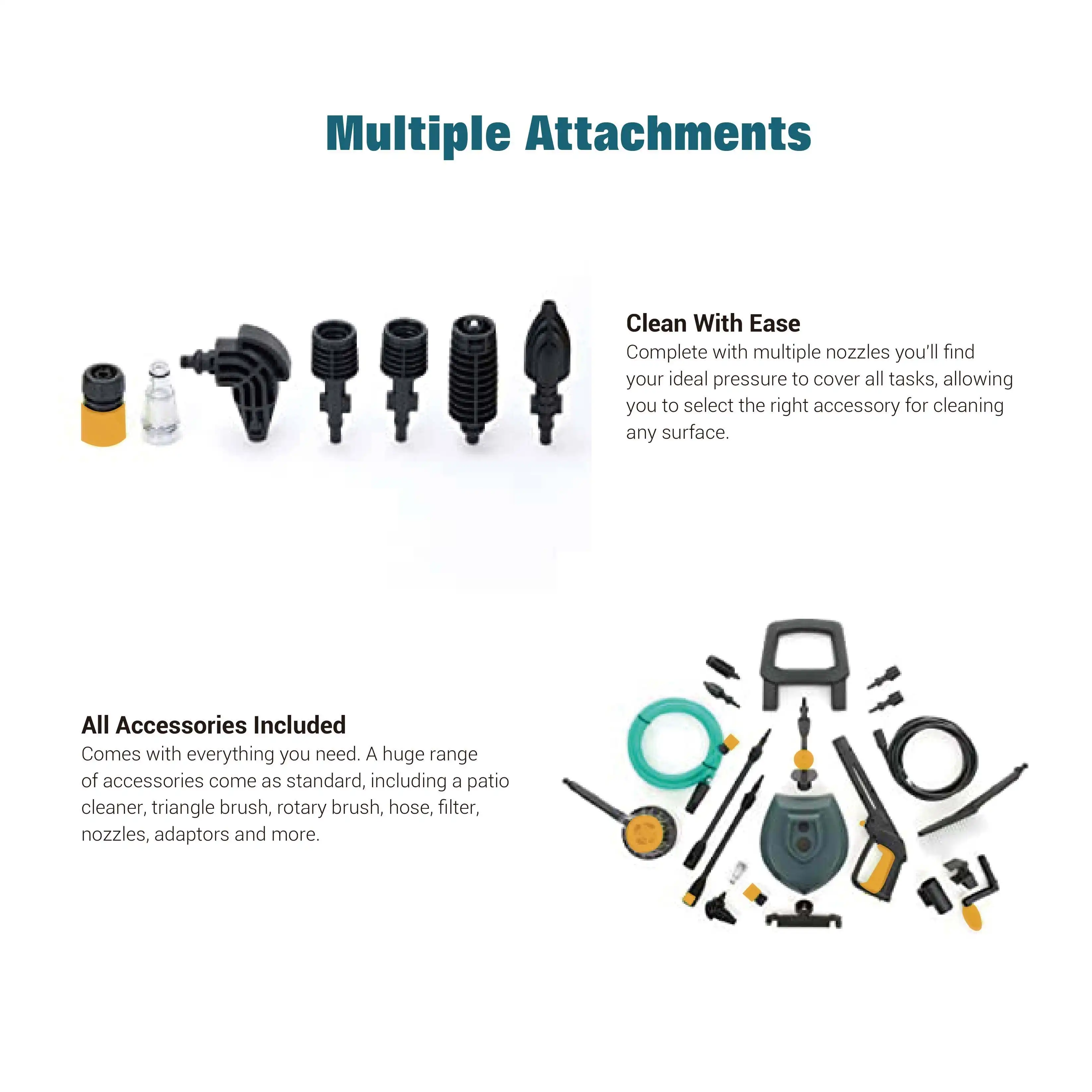 GRANDFAR Portable 1.2kw 6.5L/min Electric Pressure Washer Portable Power Washer Two Nozzles for Car Driveways Garden