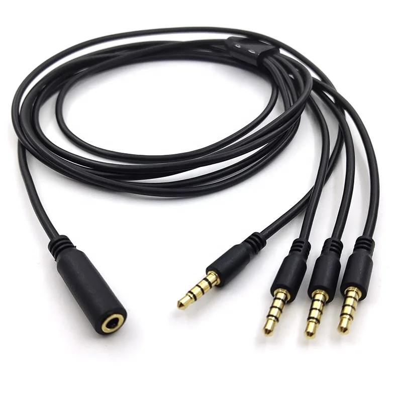 4 Pole Gold Plated Female To Male 1 To 4 Extension 3.5 Audio Cable 3.5mm Adapter Cord Audio Cable