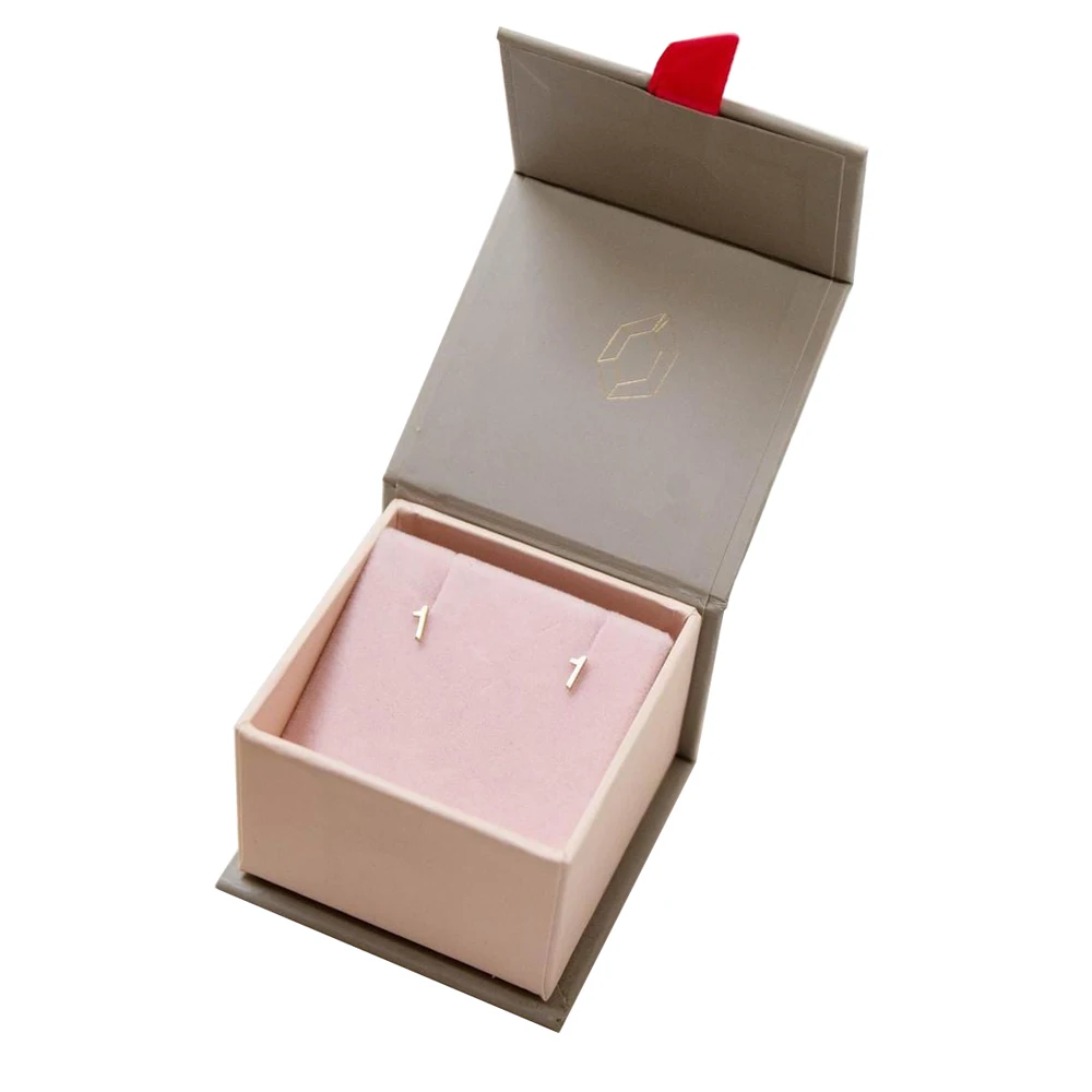 Luxury Custom Logo Double Ring Gift Box Packaging With Ribbon Small Magnetic Paper Packaging for Wedding Jewelry