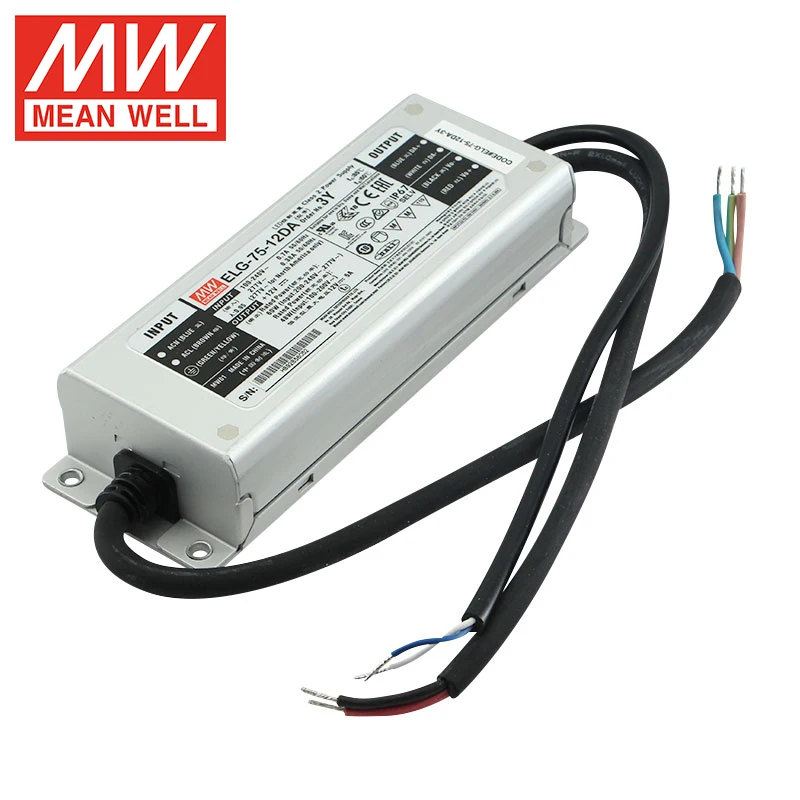 Mean Well ELG-75-12DA-3Y 75W 5A 12V Dimmable LED Driver IP67 AC To DC DALI LED Driver