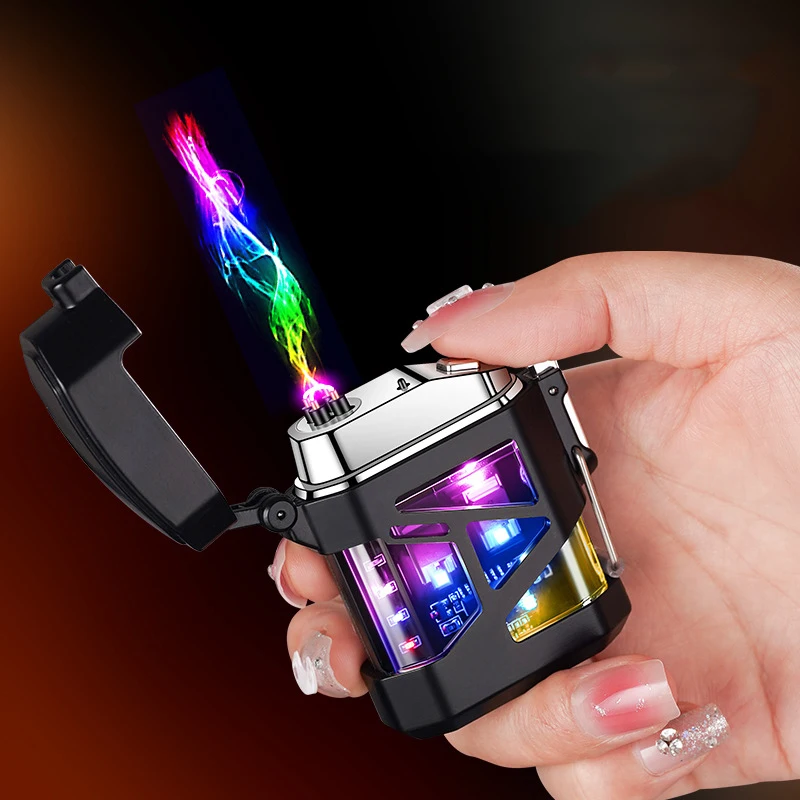 Flameless Windproof Electric Lighter Rechargeable USB Type C Charging Dual Arc X Beam Cigarette Lighters With Custom Logo