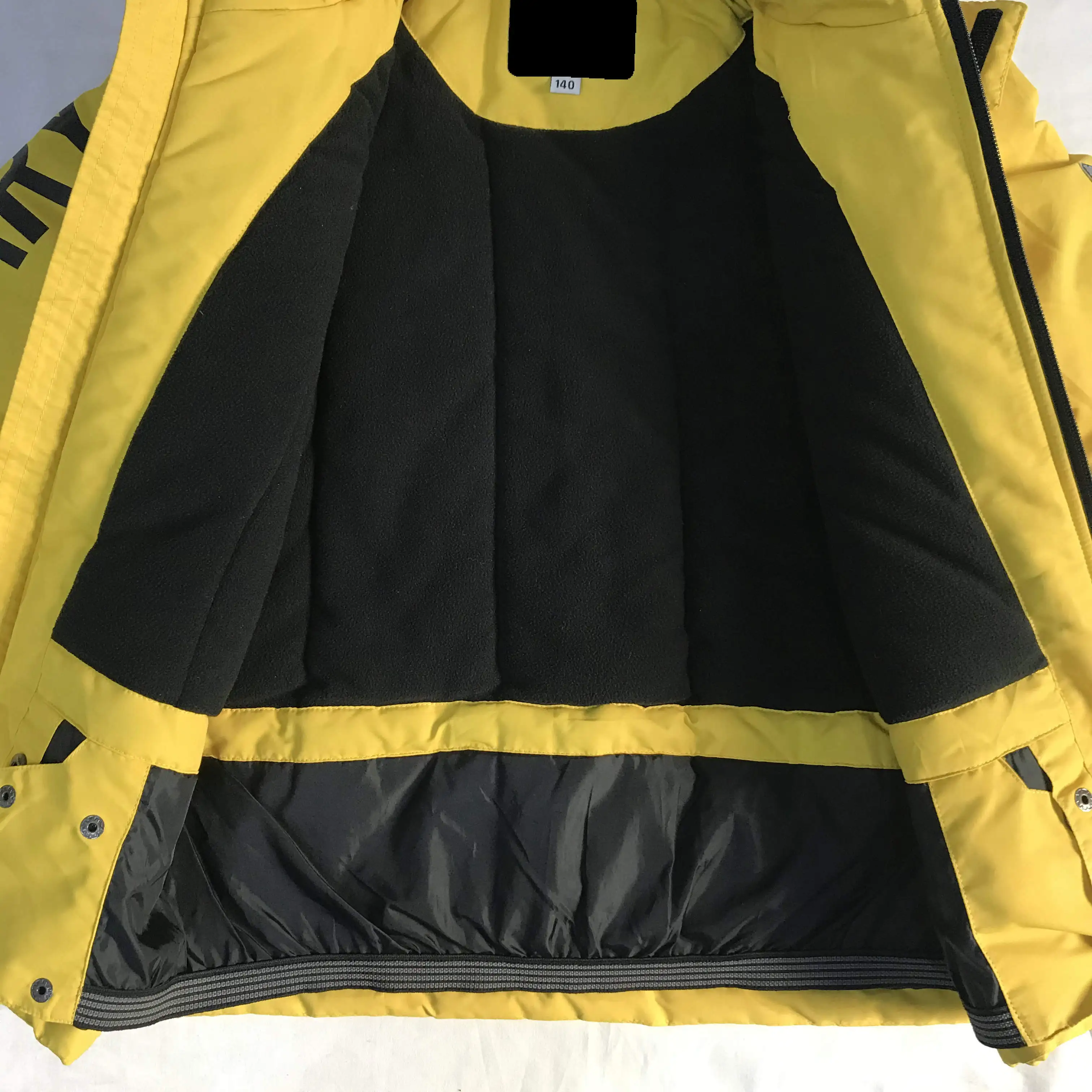 Custom high quality winter youth ski jacke black lining with detachable hood waterproof windproof kid ski jacket outdoor for boy