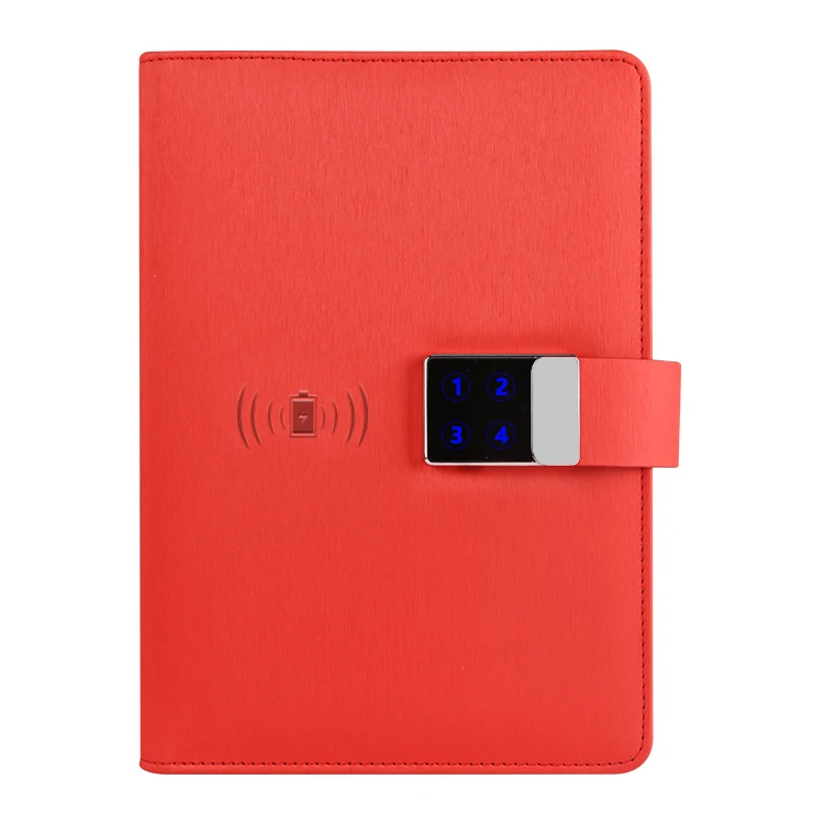 DIY cover Smart digital lock diary A5 PU leather wireless USB charger power bank 10000 mah business multi notebook planner