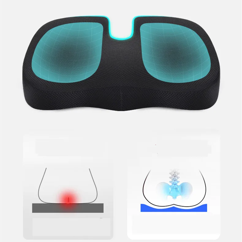 Wholesale Adjustable Strap 3D Washable Non-Slip Orthopedic Gel Cover Foam Coccyx Seat Chair Cushion