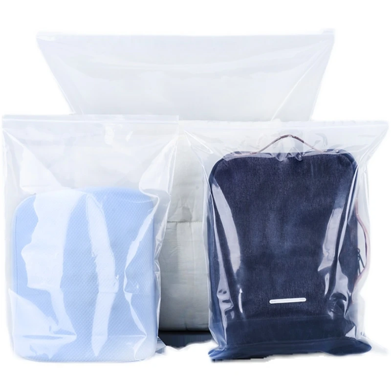 Custom Eco-friendly Customer Own logo frosted transparent slider zipper bag plastic bag for Garment Accessories