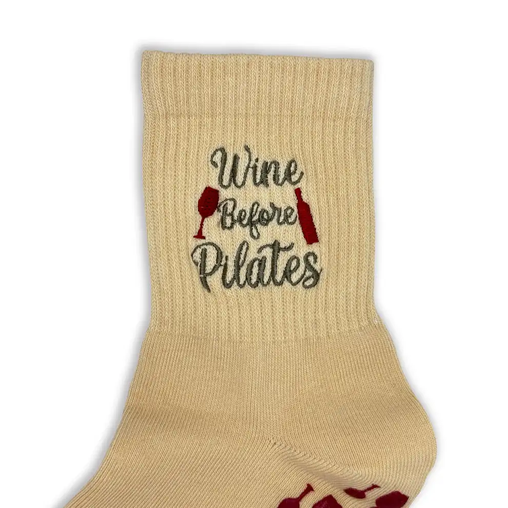 Goblet Letter Custom Design Non Slip Pilates Socks Beautiful Embroidery Yoga Ballet Dance Socks High Quality Anti Slip Socks