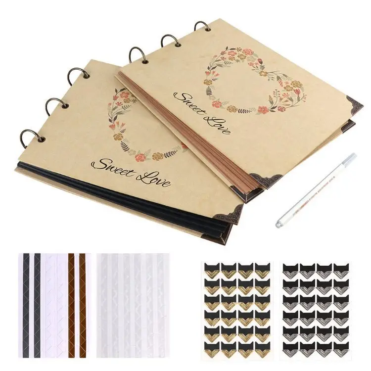Hot Sale Wholesale Kraft Black Photo Album Wedding Guest Book