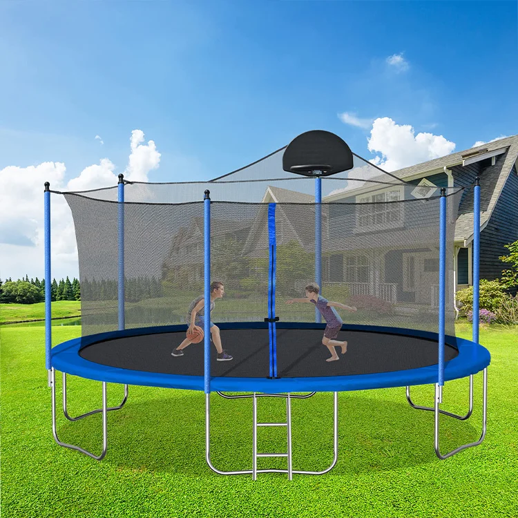 10ft Garden Trampoline With Safety Enclosure Net, Combo Bounce Jump Outdoor Fitness Pvc Spring Cover Padding Kids Trampoline