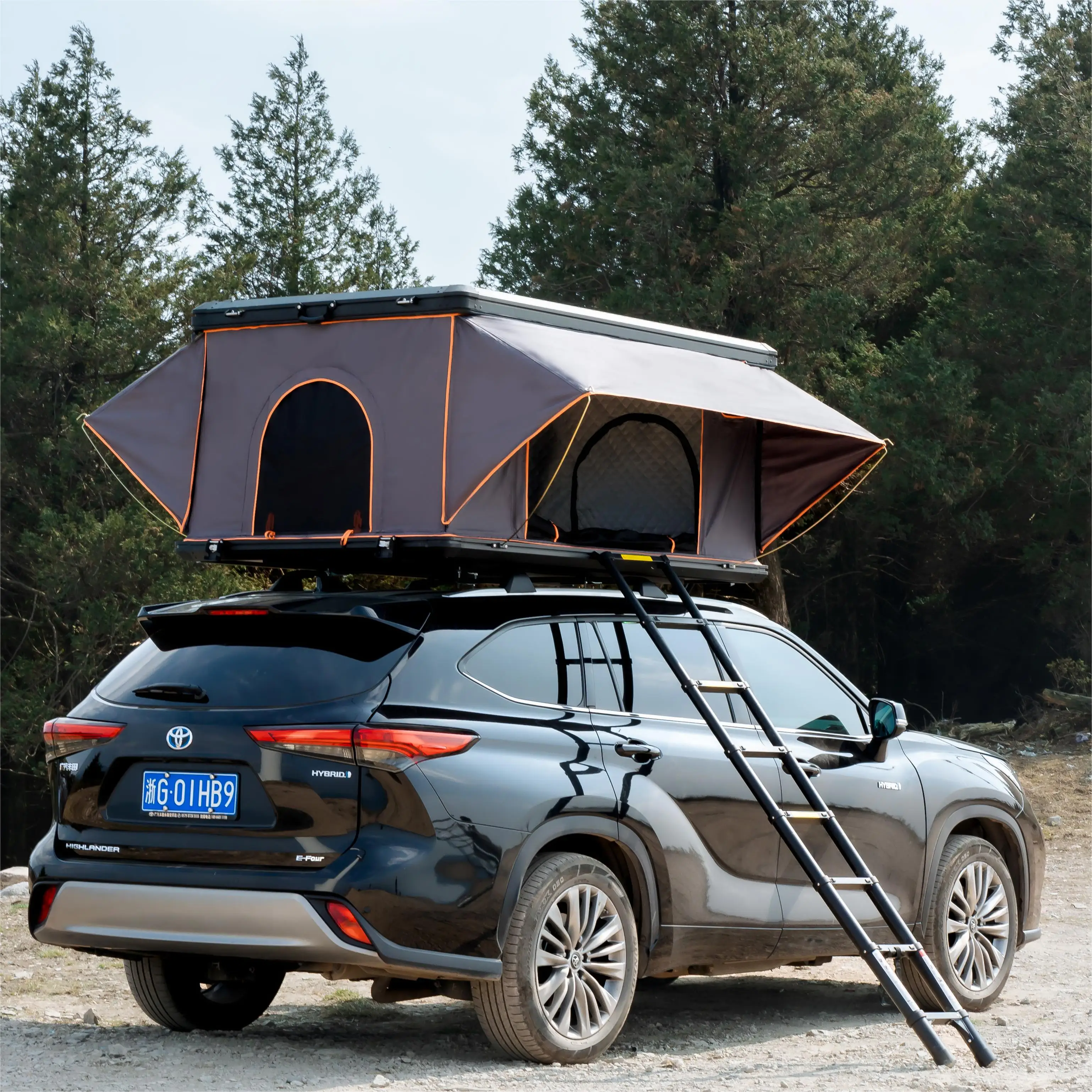 hydraulic rods 420D Waterproof Oxford cloth Pops straight up  Aluminum rooftop tent