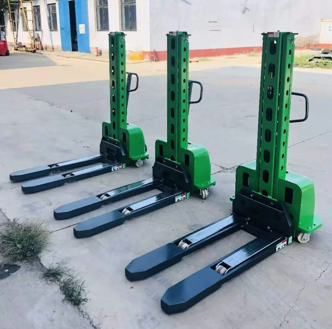 hot pallet truck 0.5 ton self lift semi electric stacker 500kg self loading stacker forklift with cheap price