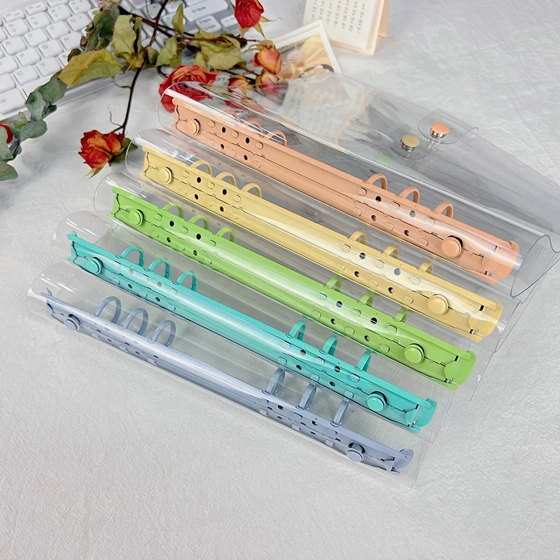 Personal a5 a6 size 6-ring pocket size clear binder covers transparent soft pvc notebook round ring binder cover protector snap