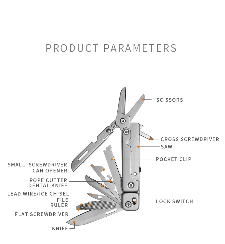 2024 Grand Harvest Stainless Steel Camping Survival Pocket Knife Tactical Folding Multi-Tool