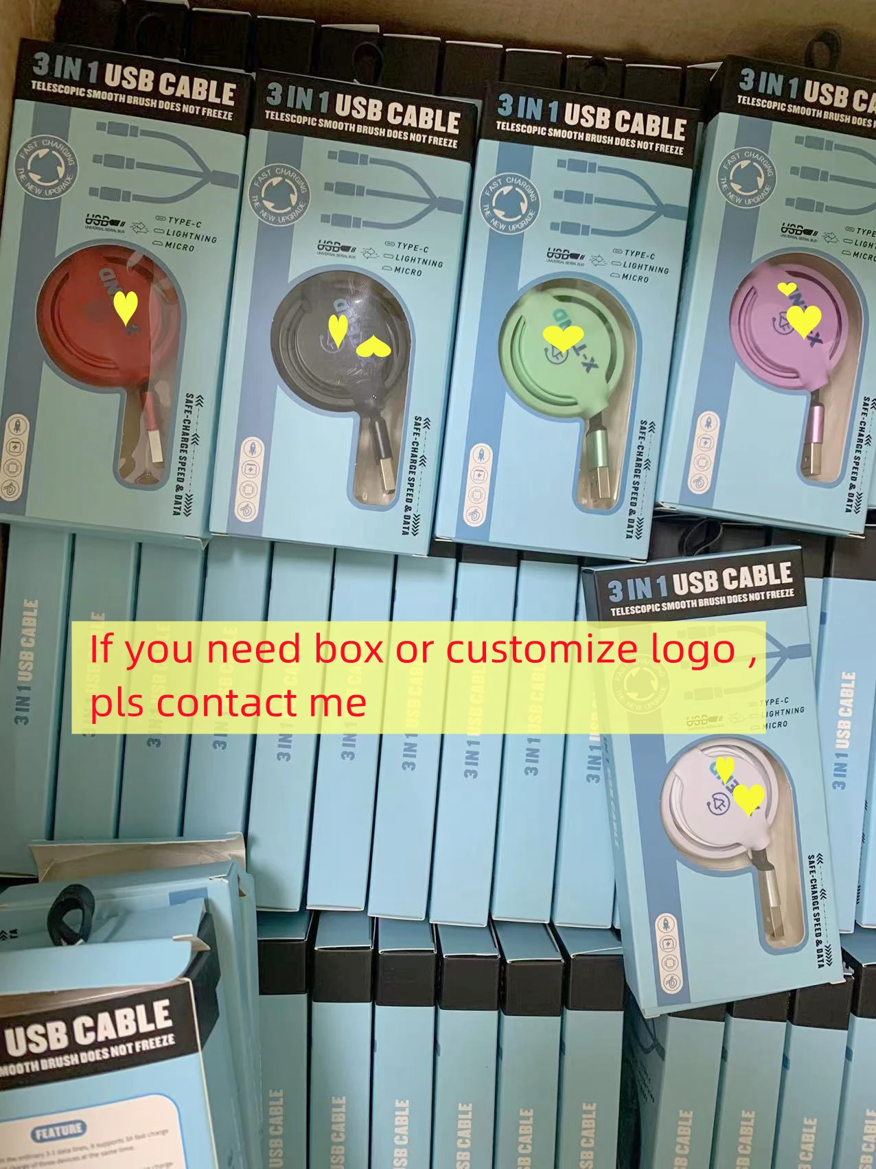 Christmas Gift Colorful Retractable 3 In 1 Usb Charging Cable Universal Multi Function 3 In 1 Usb Cable Fast Charging