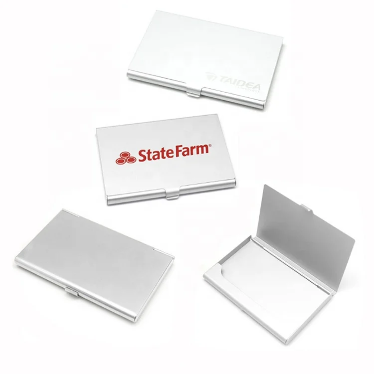 Case to Holder Silver Lightweight Aluminum Your Business Custom Laser Logo Business Card Box Aluminum Empty Coin Case Aluminum