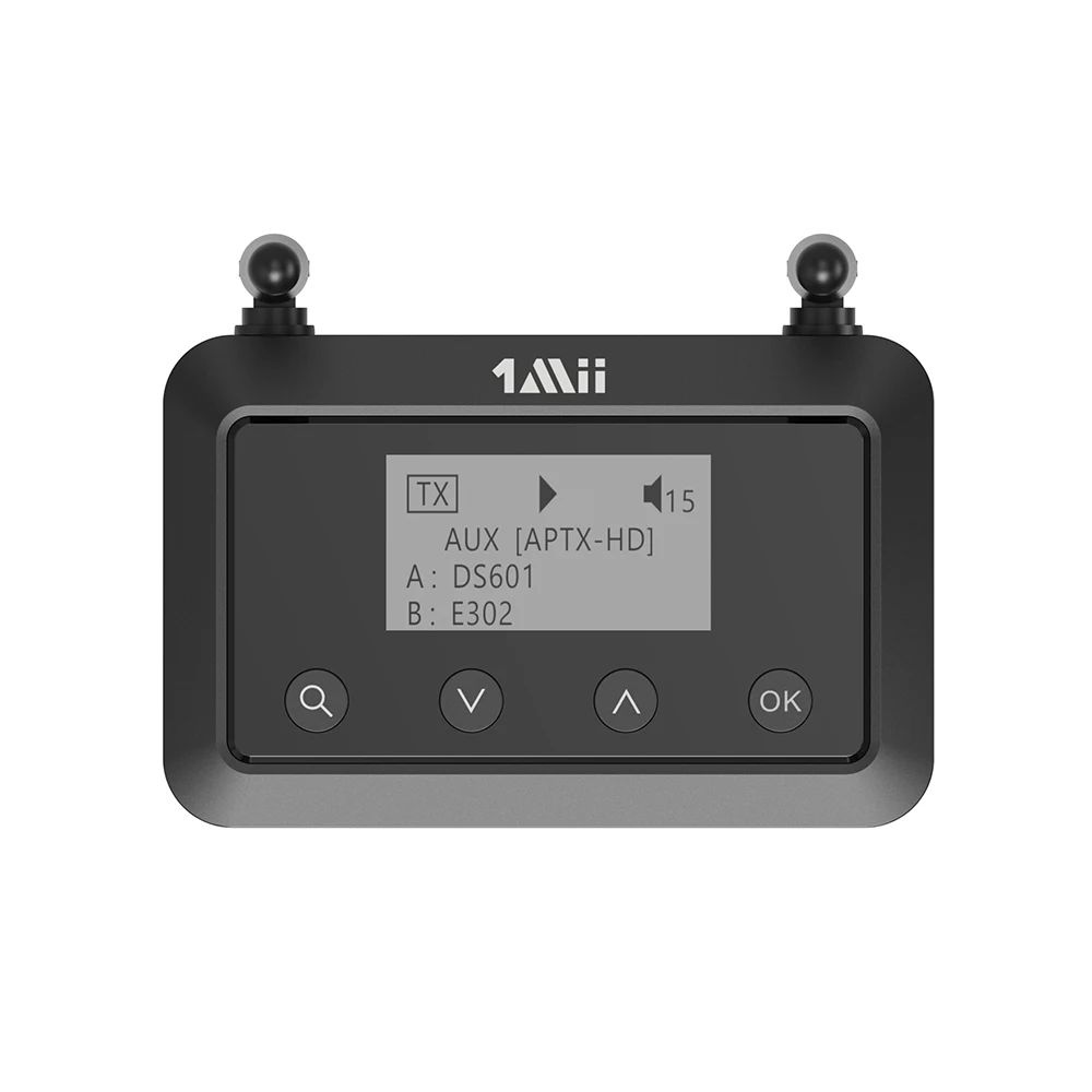 2023 Upgraded, 1Mii B03+ BT 5.0 Transmitter Receiver with Screen, 3 in 1 Long Range Adapter, Optical AUX 3.5mm Inputs/Outputs