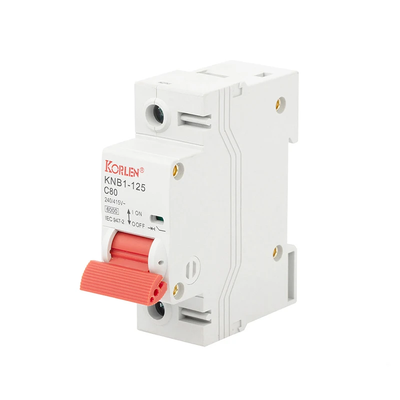 Korlen China Better 6kA 1/2/3/4P Low Voltage Short Circuit Protection Overload Electric MCB 125A 100A 80A 63A Circuit Breaker