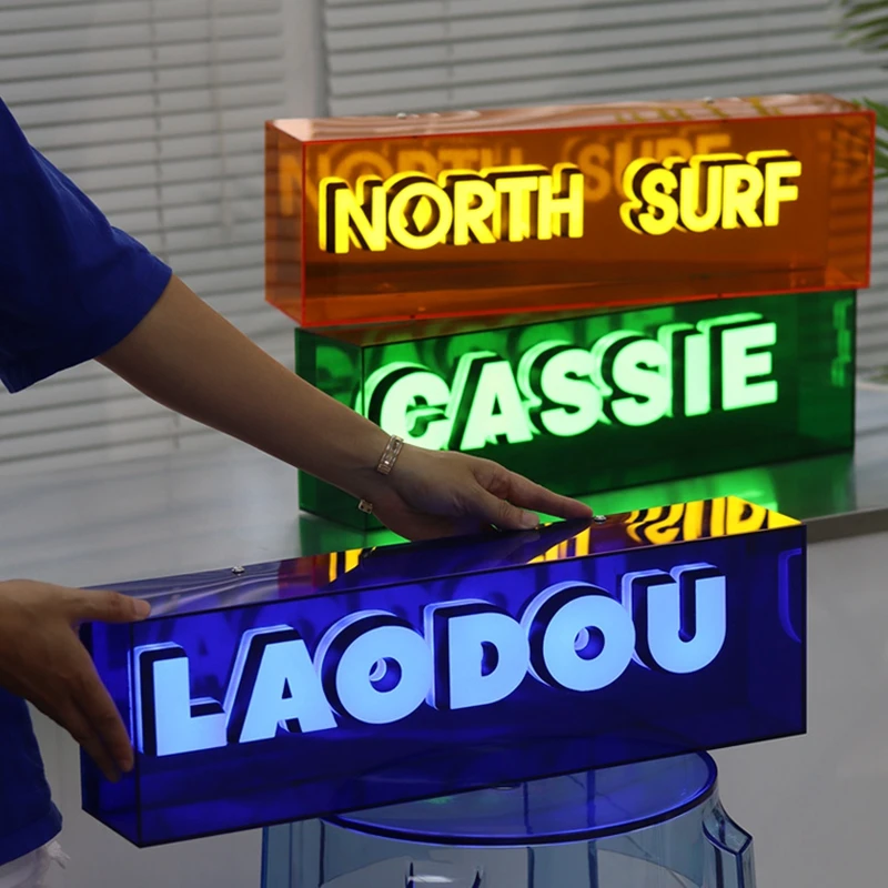 Custom Led Billboard Fashion Fluorescent Color Clear Acrylic Stand Advertising Light Box