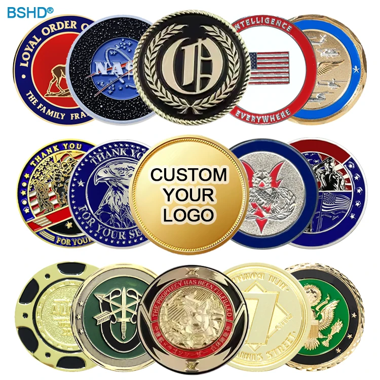Custom 2d 3d Brass Antique Collections Gold Silver Bronze Plated 30/35mm 40/45/70mm Double Side Metal Souvenir Challenge Coin