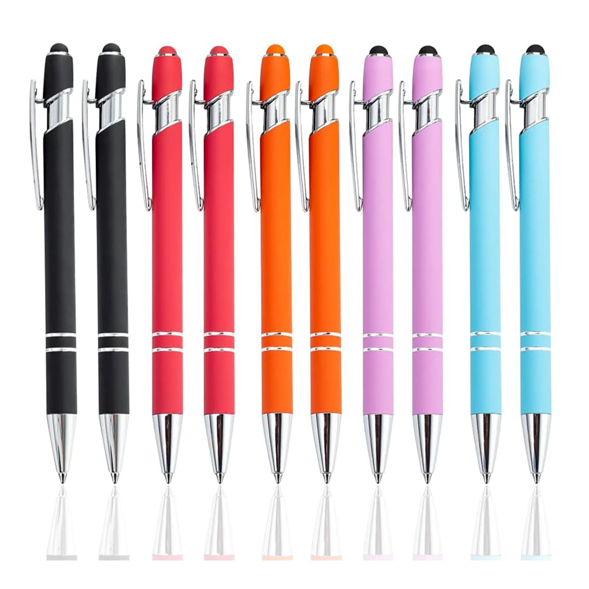 Touch Stylus 2 in 1 Metal Aluminium Ballpoint Pen Promotional Multi-Colors Custom Printed Logo Laser Engraved For Office