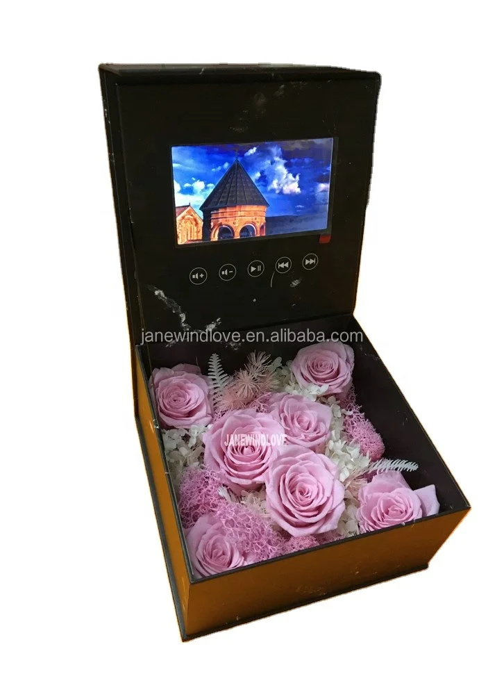 Lcd video rose box Video lcd flower box Gift box with lcd screen