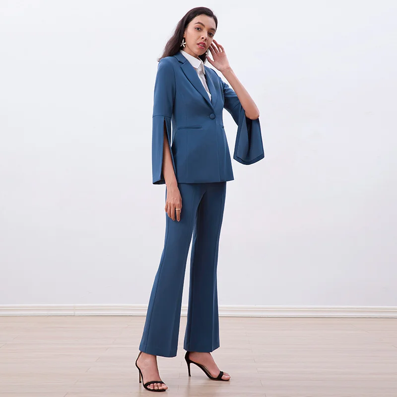 NJ235 Blazers ladies blue women coat career office work wear clothing formal jackets