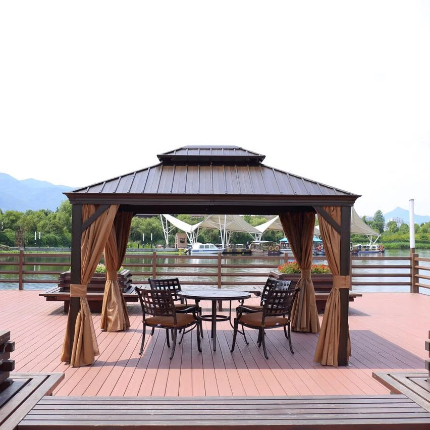 Modern Garden Waterproof roof gazebo sunshade customized 3.65*6m gazebos outdoor aluminum luxury pavilion