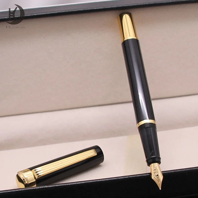002 Luxury Business Gold Chrome Smooth Writing Iridium Calligraphy Ink Pen for Office Supplies