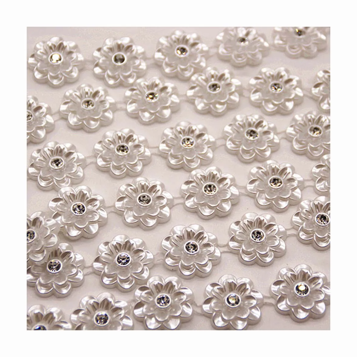 25mm Lotus Beads ABS Imitation Pearl Diamond lace Chain Wedding Christmas Doll Handmade DIY Diamond String textile lace trimming