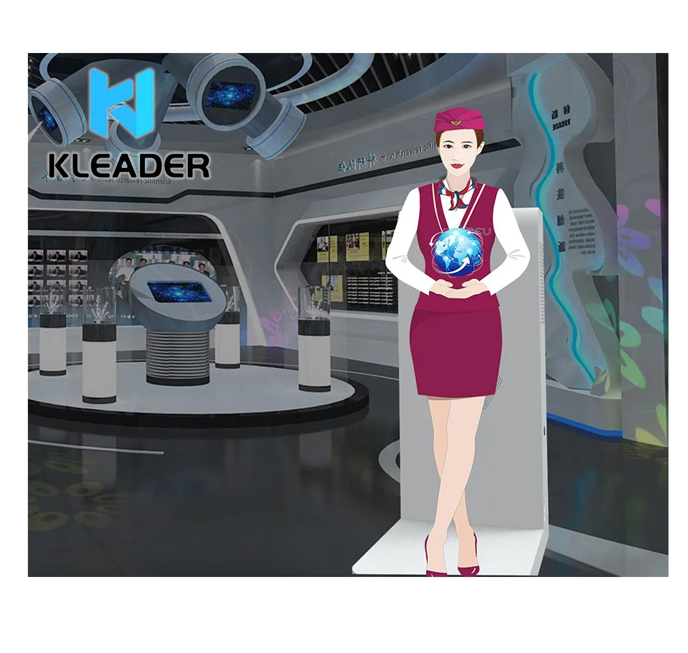 Virtual interpretation welcome system interpreter speaker 3D holographic projection tempered glass for store interactive images
