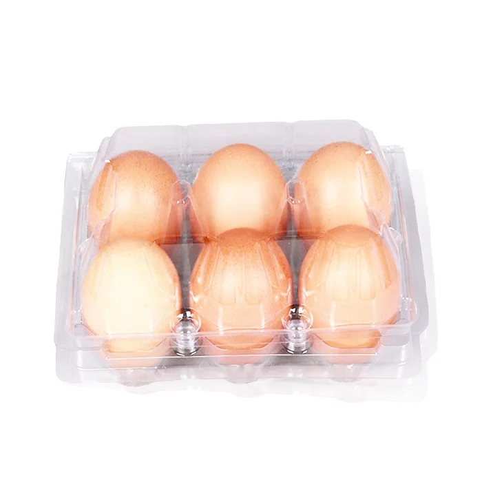 Customized Disposable Clear 6 Compartment Blister Plastic clamshell Egg Tray Packaging