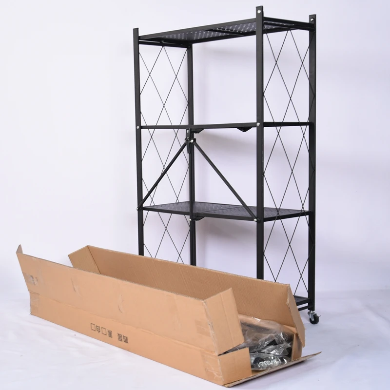 Promotion Cheap Price Top Quality Large Capacity Home Shelving Black Powder Coating Iron Metal Warehouse Storage Rack with Wheel