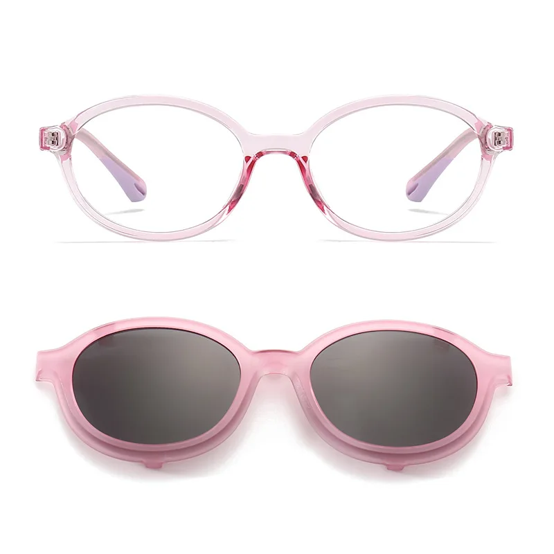 DM5359 New Arrivals Retro Oval Kids Blue Light Blocking Glasses Frame Polarized Clip on Sunglasses Shades