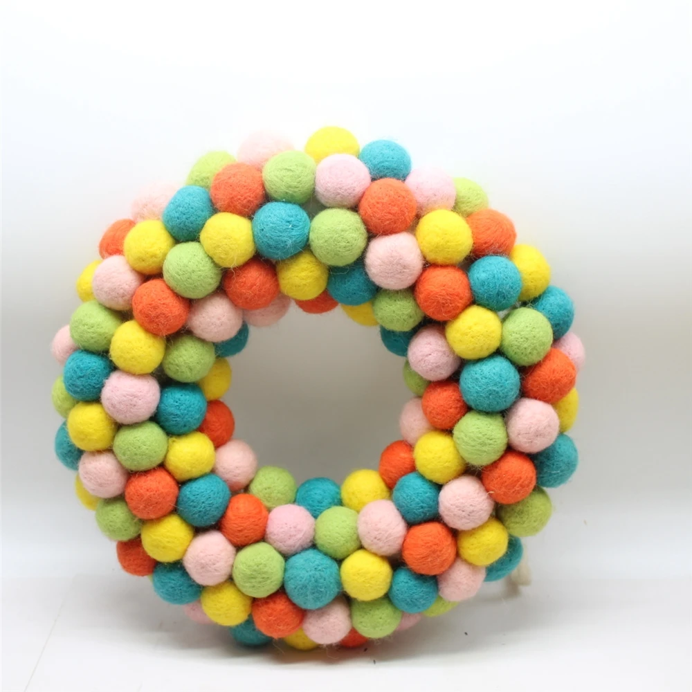crochet christmas ornament felt wool ball garland for wholesales