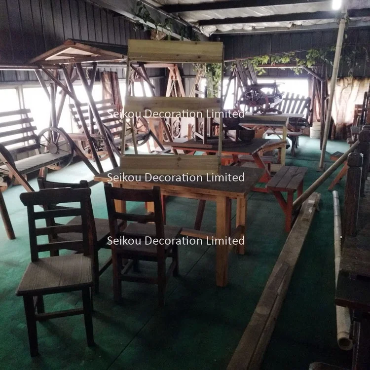 5FT Wooden Wagon wheel Garden Bridge Burnt Decorative solid wood walkway