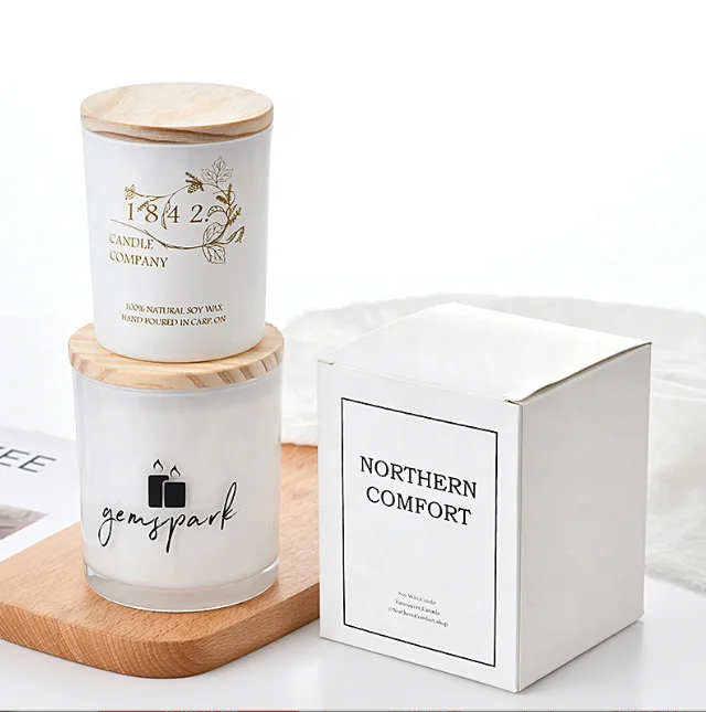 Wholesale Custom 3oz 6oz 8oz 10oz 12oz 14oz Frosted Clear Vessels Matte Gloss Glass Candle Jar With Wooden and Metal Lid